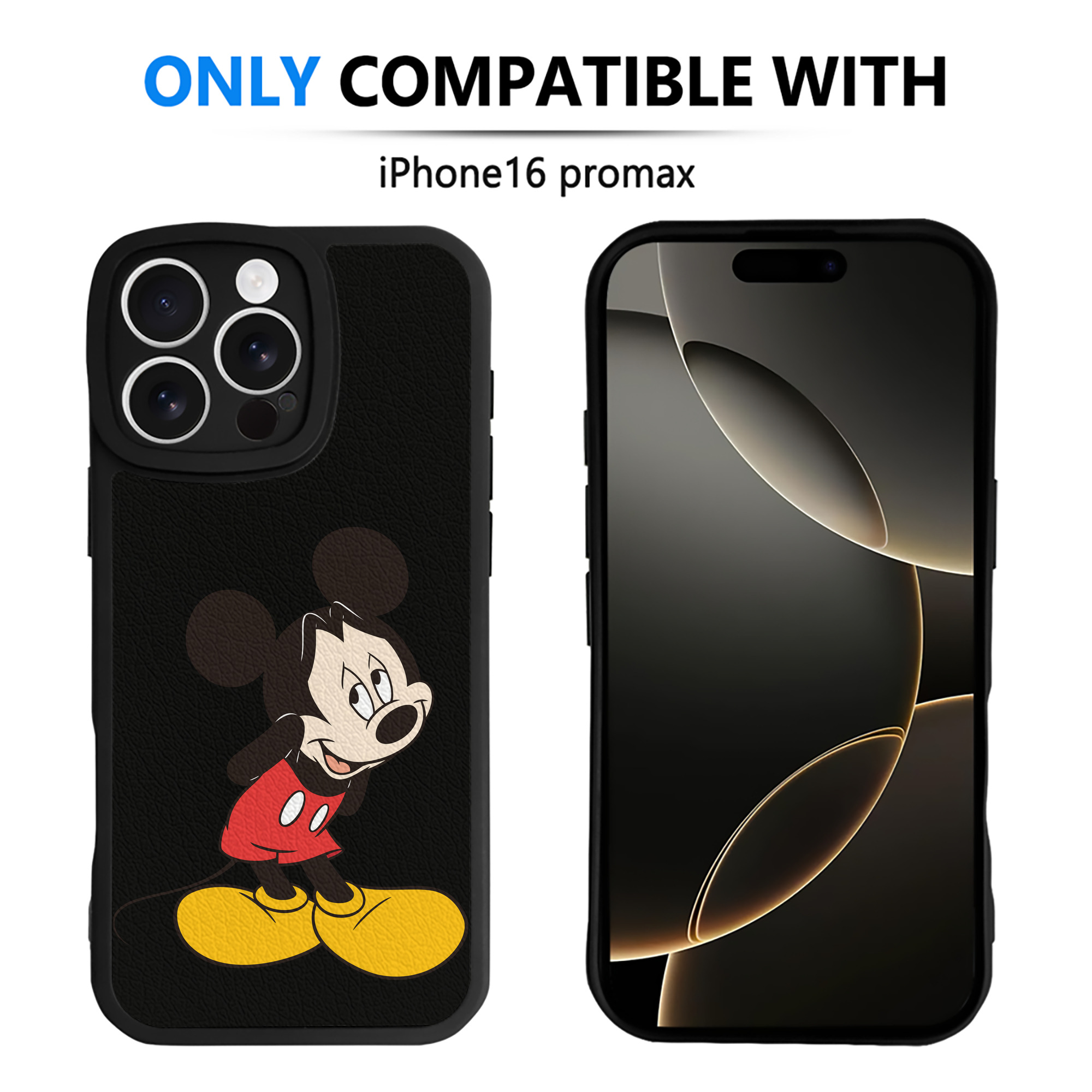 （画像用） ミッキーマウス Mickey Mouse 【iPhone 16シリーズ対応】シリコンスマホケース（レザー調） 材質：シリコン